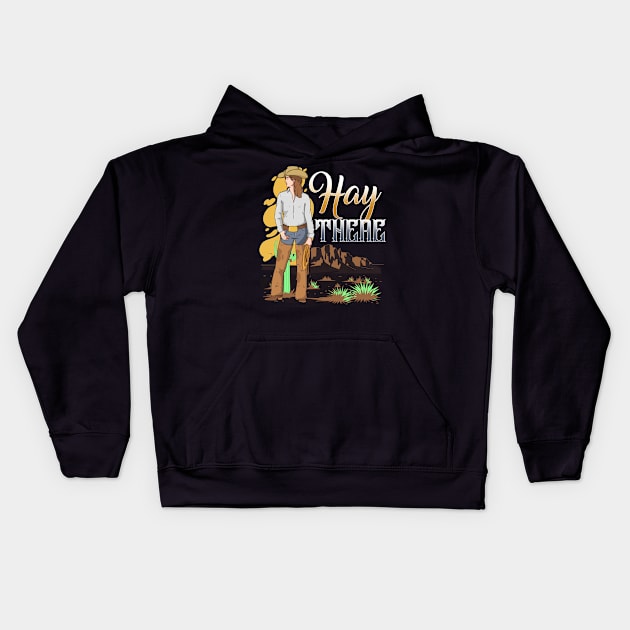 Hay There I Equestrian Pony Horse Lover Kids Hoodie by biNutz